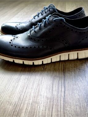 Cole Haan ZERØGRAND Wingtip Oxford C23739 Navy Blue Leather Men’s Size 10